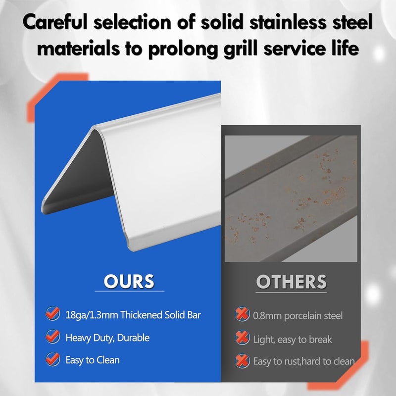 Grillflame Spirit II E310 Parts 7636 Flavorizer Bars Burners for Weber Spirit Grill Parts Spirit 2 Replacement Parts GS4 Series 300 E-310 S-310 E-320 S-320 E-330 S-330 ii E-310 ii 330 Flavor Bars Burner Covers - Image 4